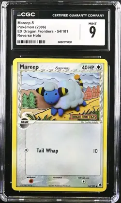 Pokemon Mareep 54/101 Reverse Holo Stamped EX Dragon Frontiers CGC 9 MINT - Image 1