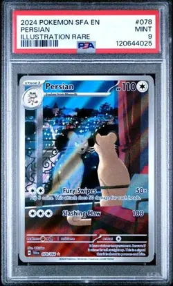2024 POKEMON SFA EN-SHROUDED FABLE ILLUSTRATION RARE #078 PERSIAN PSA 9 - Image 1