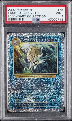 2002 POKEMON LEGENDARY COLLECTION #58 OMASTAR-REVERSE FOIL PSA 9 - Image 1