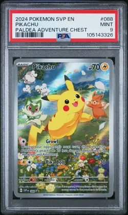 2024 POKEMON SVP EN-SV BLACK STAR PROMO PALDEA ADVENTURE CHEST PIKACHU PSA 9 - Image 1