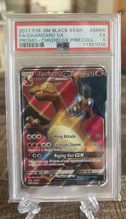 Pokemon Black Star Promo CHARIZARD GX SM60 Full Art Holo PSA 5 Excellent - Image 1