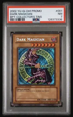 2002 YU-GI-OH! PROMO BPT-COLLECTOR'S TINS DARK MAGICIAN 001 PSA 7 - Image 1