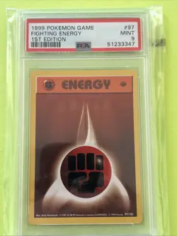 Pokemon TCG Fighting Energy 1st Edition Base Set, Shadowless Card 97/102 Psa9 - Image 1