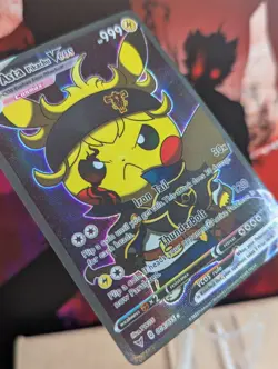 Asta Pikachu Custom Cosplay Pokemon Black Clover Card Full Art Holo - Image 3