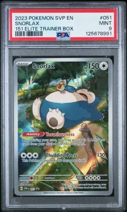 2023 POKEMON SVP EN-SV BLACK STAR PROMO 151 ELITE TRAINER BOX #051 SNORLAX PSA 9 - Image 1