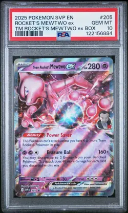 2025 POKEMON SVP EN-SV BLACK STAR PROMO #205 TEAM ROCKET'S MEWTWO EX PSA 10 - Image 3