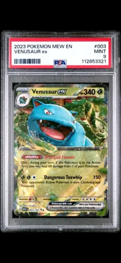 2023 POKEMON MEW EN-151 #003 VENUSAUR EX PSA 9 MINT - Image 1