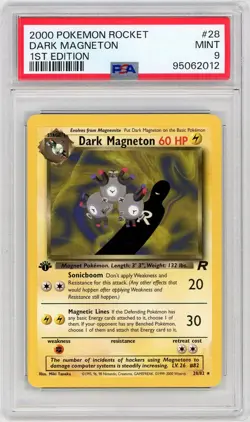 2000 Pokemon Team Rocket #28 Dark Magneton 1st Edition Rare / MINT PSA 9 *2012 - Image 1