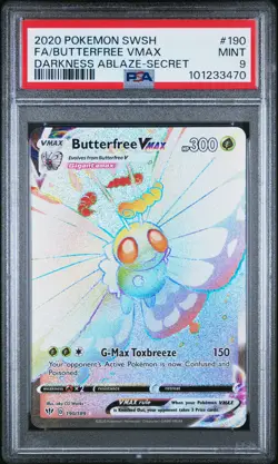 2020 POKEMON SWORD & SHIELD DARKNESS ABLAZE #190 FULL ART/BUTTERFREE VMAX PSA 9 - Image 1