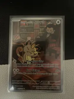 Pokemon TCG Team rockets Meowth DESTINED RIVALS ILLUSTRATION RARE 203/182 - Image 1