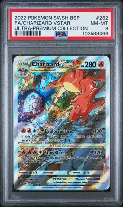 2022 POKEMON SWSH BLACK STAR PROMO #262 FULL ART/CHARIZARD VSTAR PSA 8 - Image 1