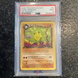 First Edition 2000 Pokemon Team Rocket 43/82 Dark Primeape PSA Mint 9 - Image 1