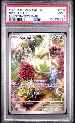 2023 POKEMON PAL EN-PALDEA EVOLVED ILLUSTRATION RARE #196 SPRIGATITO PSA 9 - Image 1