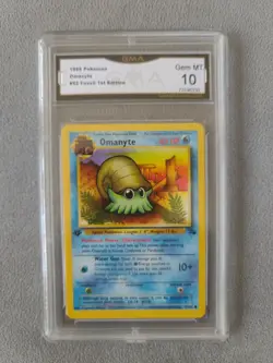 Pokemon TCG Omanyte Fossil 52 First Edition Wizards GMA 10 GEM MINT - Image 1