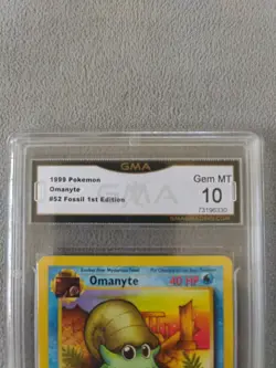 Pokemon TCG Omanyte Fossil 52 First Edition Wizards GMA 10 GEM MINT - Image 2