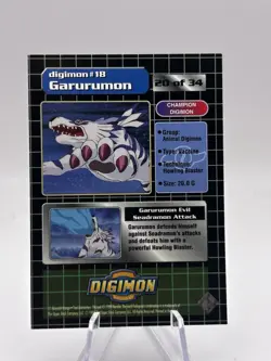 1999 Digimon Garurumon 20 Exclusive Preview Card Silver Prism Card NM/LP - Image 2