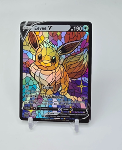 Custom HOLO STAINED GLASS Eevee Card Holo Eevee READ DESCRIPTION BELOW - Image 1