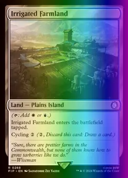 MTG Magic the Gathering Irrigated Farmland (268/1189) Fallout LP FOIL - Image 1