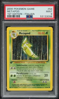 2000 Pokemon Italian Base Set 1st Edition Metapod #54 PSA 9 MINT LOW POP 1 of 12 - Image 1