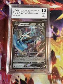 2021 Pokemon Sword and Shield Chilling Reign Metagross V URR #112/198 - BCCG 10 - Image 1