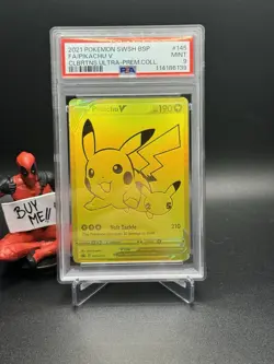 PSA 9 Pikachu V SWSH145 Celebrations Gold Full Art Rare 25th Anniversary Promo - Image 1