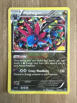 Pokemon TCG Hydreigon Phantom Forces 74/119 Reverse Holo Holo Rare MP - Image 1