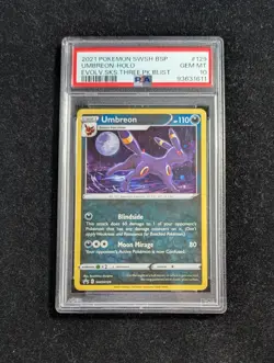 2021 Pokemon Black Star Promo Umbreon Holo SWSH129 Evolving Skies Blister PSA 10 - Image 1