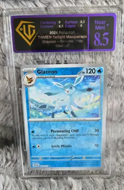 Pokemon TCG Glaceon Near Mint 8.5 2024 Twilight Masquerade 054/167 Reverse Holo - Image 1