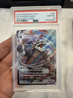 2022 Pokemon SWSH Aggron VMax Brilliant Stars #097 PSA 10 - Image 2