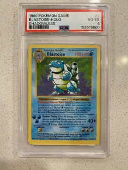 1999 POKEMON BASE SET SHADOWLESS HOLO #2 BLASTOISE PSA 4 - Image 1