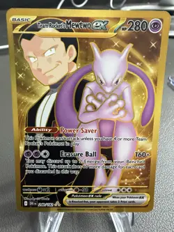 Team Rocket's Mewtwo ex 240/182 Destined Rivals Pokemon Gold Hyper Rare - Image 1