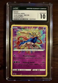 Pokemon Zacian Holo Foil 2020 Vivid Voltage Amazing Rare #082/185 CGC 10 - Image 1