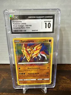 Pokemon TCG Zamazenta Vivid Voltage 102/185 Holo Amazing Rare Graded CGC 10 Gem - Image 1