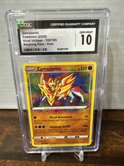 Pokemon TCG Zamazenta Vivid Voltage 102/185 Holo Amazing Rare Graded CGC 10 Gem - Image 2