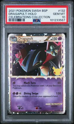 2021 POKEMON SWSH BLACK STAR PROMO CELEBRATIONS COLL #132 DRAGAPULT-HOLO PSA 10 - Image 1