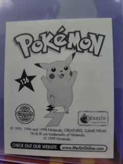 1999 MERLIN POKEMON SERIES 1 STICKERS - JOLTEON, FLAREON, & VAPOREON - Image 4