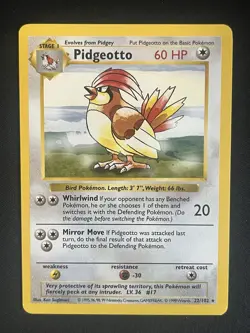 1999 Pokemon TCG Pidgeotto 22/102 SHADOWLESS Base Set WOTC Non-Holo Rare LP/NM - Image 1