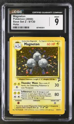 CGC 9 MINT Magneton 2000 Base Set 2 9/130 Holo Pokemon Card - Image 1