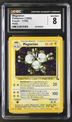CGC 8 Magneton 1999 Fossil 11/62 Holo Pokemon Card - Image 1
