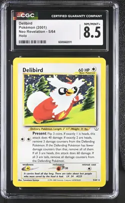 CGC 8.5 Delibird 2001 Neo Revelation 5/64 Holo Pokemon Card - Image 1