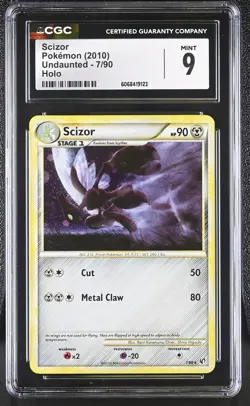 CGC 9 MINT Scizor 2010 Undaunted 7/90 Holo Pokemon Card - Image 1