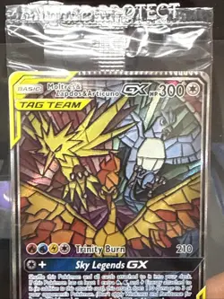 Pokemon Card Moltres & Zapdos Articuno GX SM210 Hidden Fates Sealed Crimp ERROR - Image 2