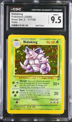 CGC 9.5 MINT+ Nidoking Base Set 11 /130 Holo 2000 Pokemon Card psa - Image 1