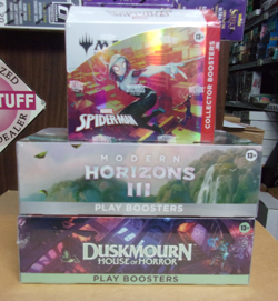 MTG MODERN HORIZONS 3 PLAY + SPIDERMAN COLLECTOR + DUSKMOURN PLAY BOOSTER BOXES - Image 1