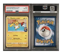 2020 POKEMON FUTSAL #001 PIKACHU ON THE BALL PSA 8 - Image 3
