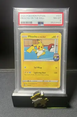 2020 POKEMON FUTSAL #001 PIKACHU ON THE BALL PSA 8 - Image 4