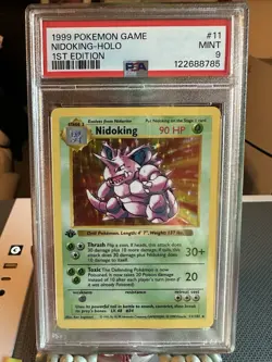 1999 Pokemon Game 1st Edition #11 Nidoking Holo PSA 9 MINT - Image 1