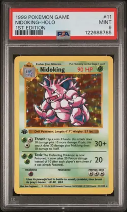 1999 Pokemon Game 1st Edition #11 Nidoking Holo PSA 9 MINT - Image 3