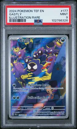 2024 POKEMON TEF EN-TEMPORAL FORCES ILLUSTRATION RARE #177 GASTLY PSA 9 - Image 1