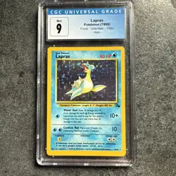 1999 Pokemon Fossil Unlimited Lapras Holo Rare 10/62 CGC Mint 9 - Image 1